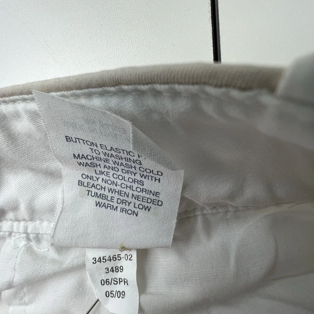 Gap Kids Bermuda Capri Cotton Spandex Roll Cuff Shorts White Beige Girls 12 Slim